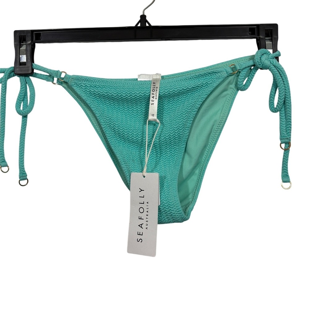 Seafolly Sea Dive Tie Side Rio Bikini Bottom Aruba Blue US 8 NEW